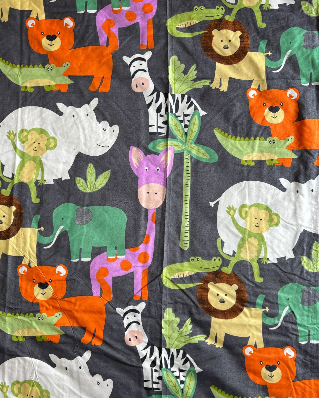 Grey Jungle Animal Print King Size Bedsheets HOME SAARTHI