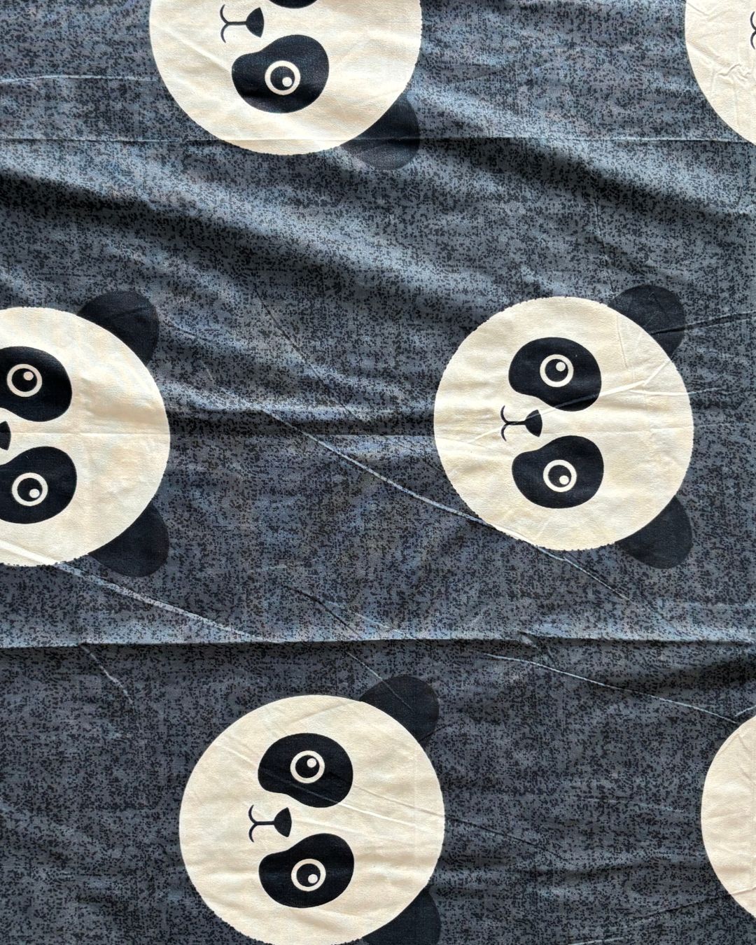 Charcoal Grey Panda Print Abstract King Size Bedsheets