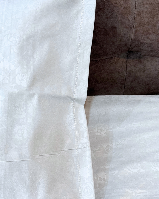Elegant White Floral Impression Classic King Impression Bedsheets HOME SAARTHI