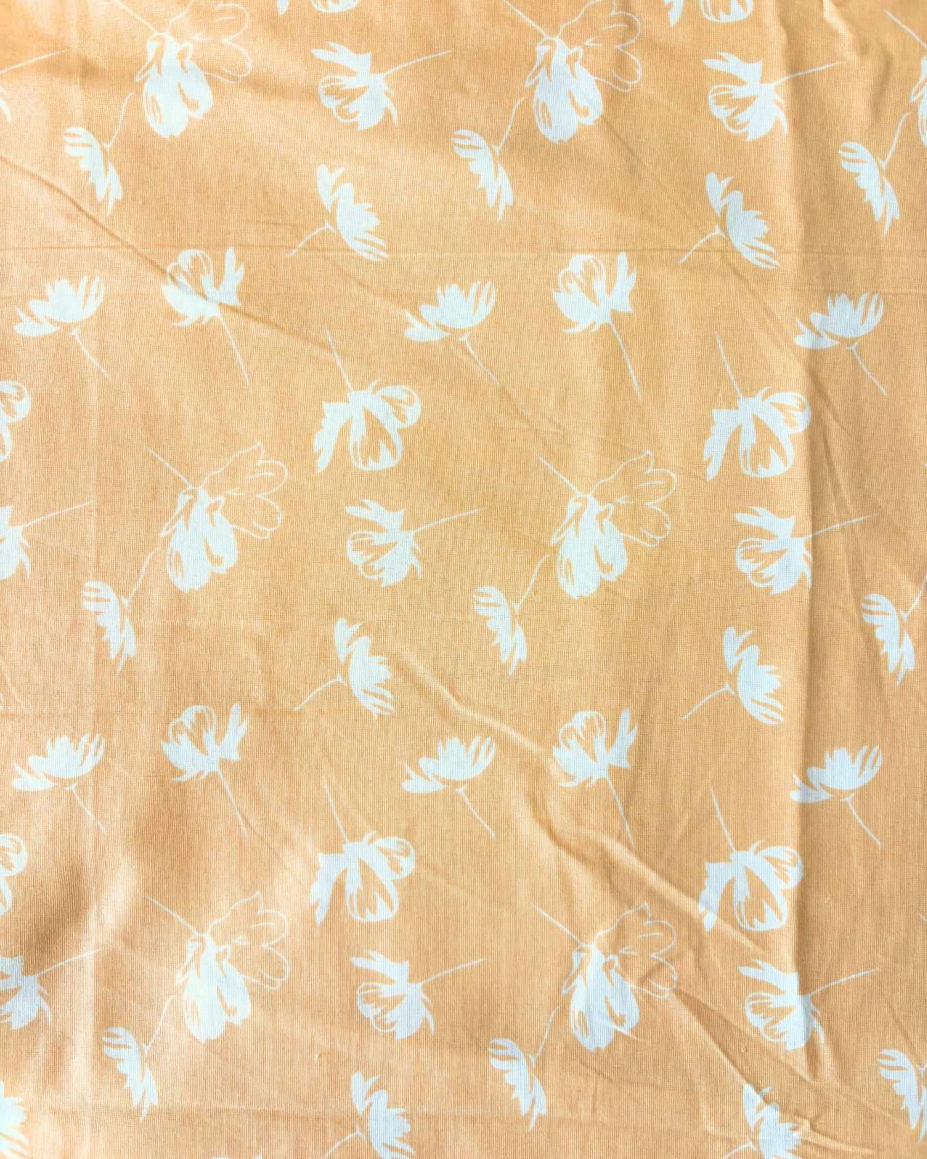 Orange & Off White Floral Print 3 Layered Mul-Mul Fabric Pure Cotton Double Sided Dohar