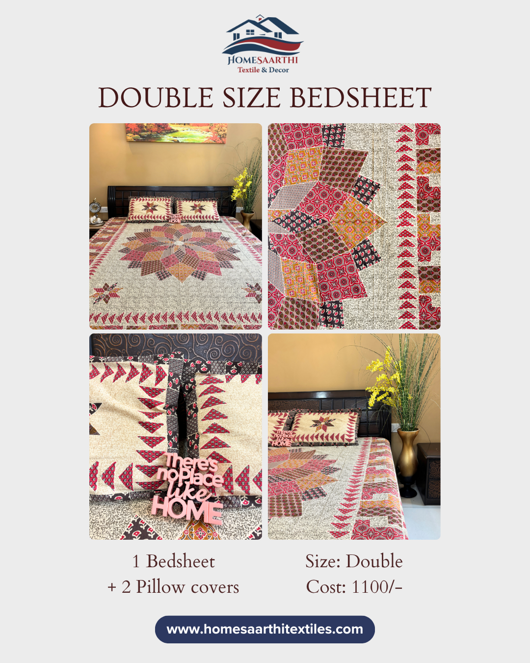 Multicolor Geometric Star Patchwork Double Size Cotton Bedsheet HOME SAARTHI