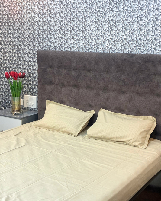 Cream Beige Geometric Impression Classic King Impression Bedsheets