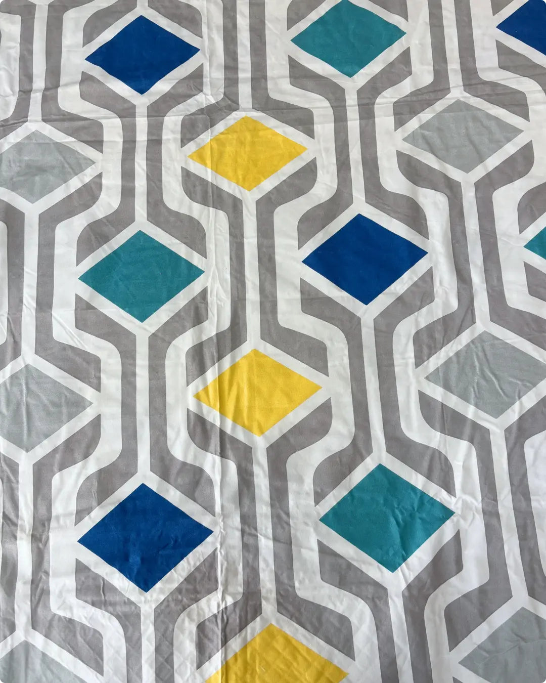 Premium 5 Piece Geometric Print Bedsheet Set - Grey & Yellow - Quilted Pillow & Cushion Covers HOME SAARTHI