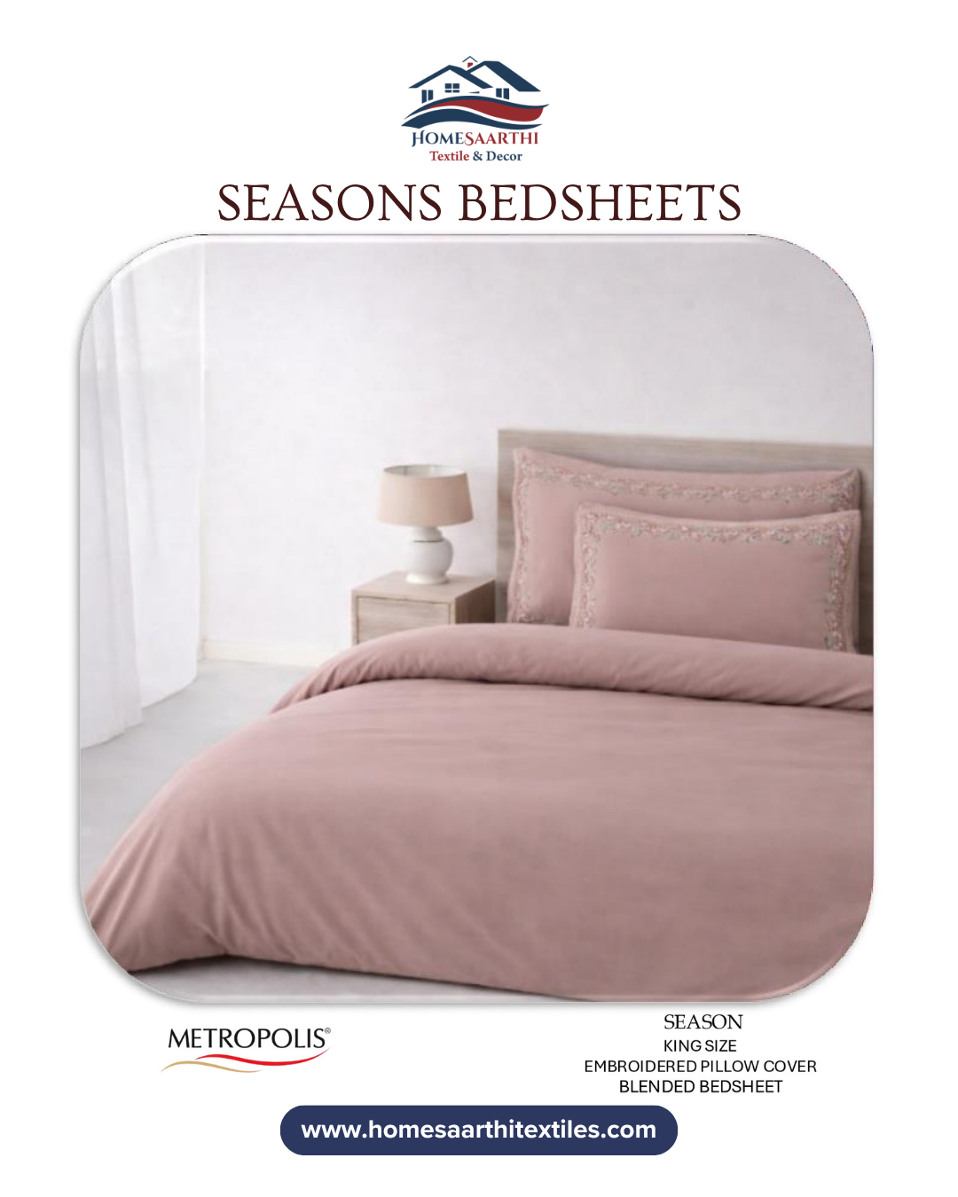 Dusty Rose Solid Minimalist King Size Seasons Premium Bedsheet HOME SAARTHI
