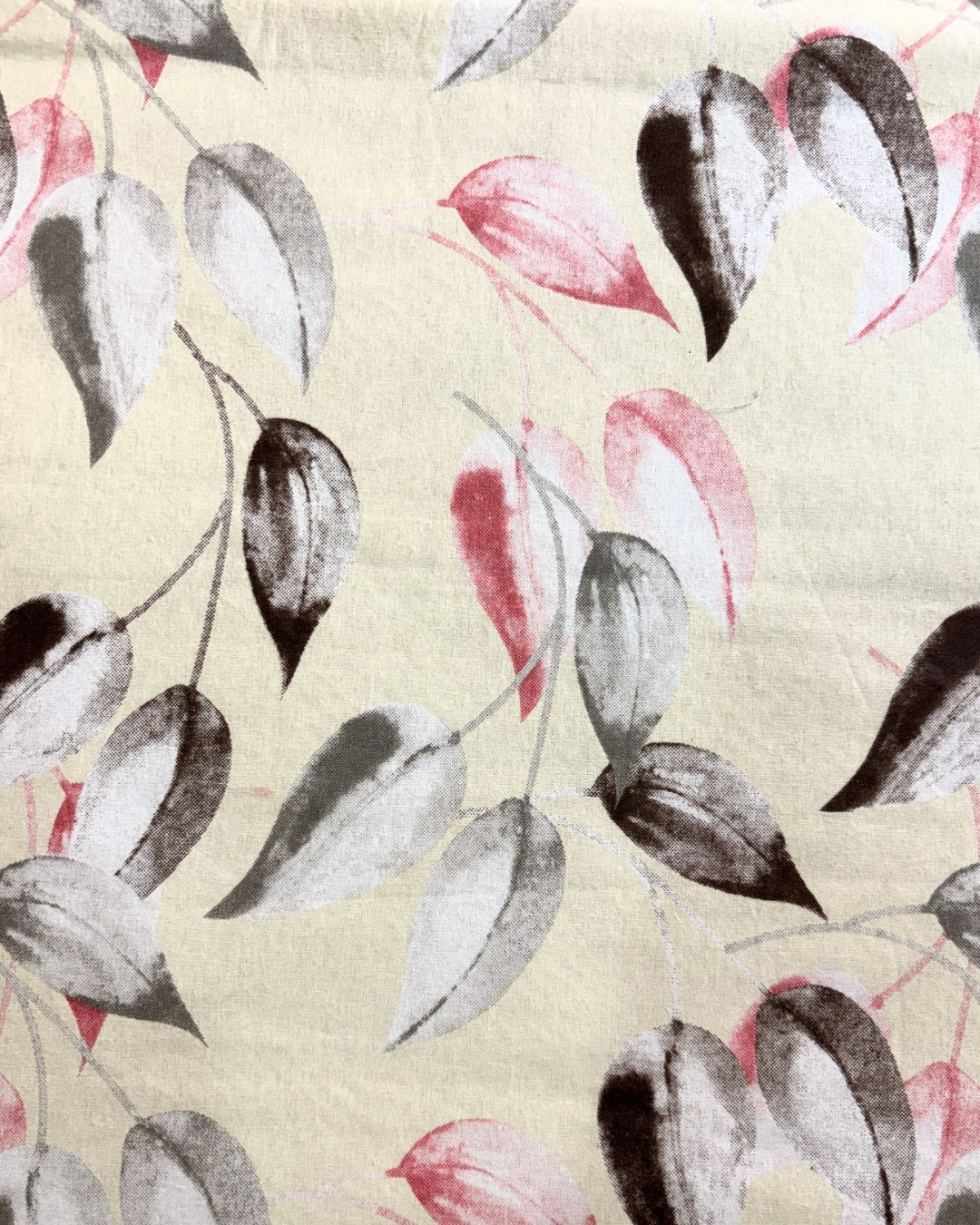 Cream and Pink Watercolor Leafy Floral Double Size Cotton Bedsheet HOME SAARTHI