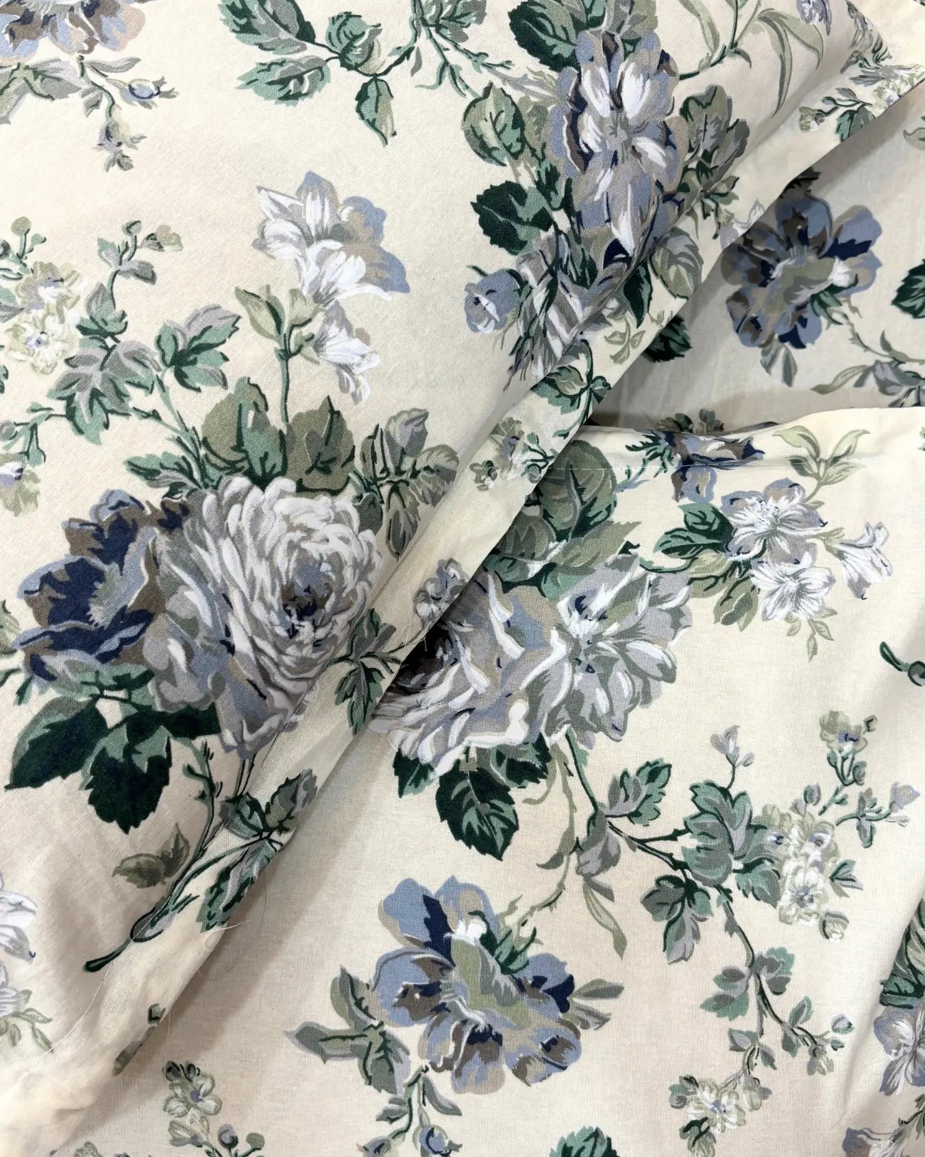 Blue & Green Floral Premium King Fitted Bedsheet With 2 Pillow Covers HOME SAARTHI