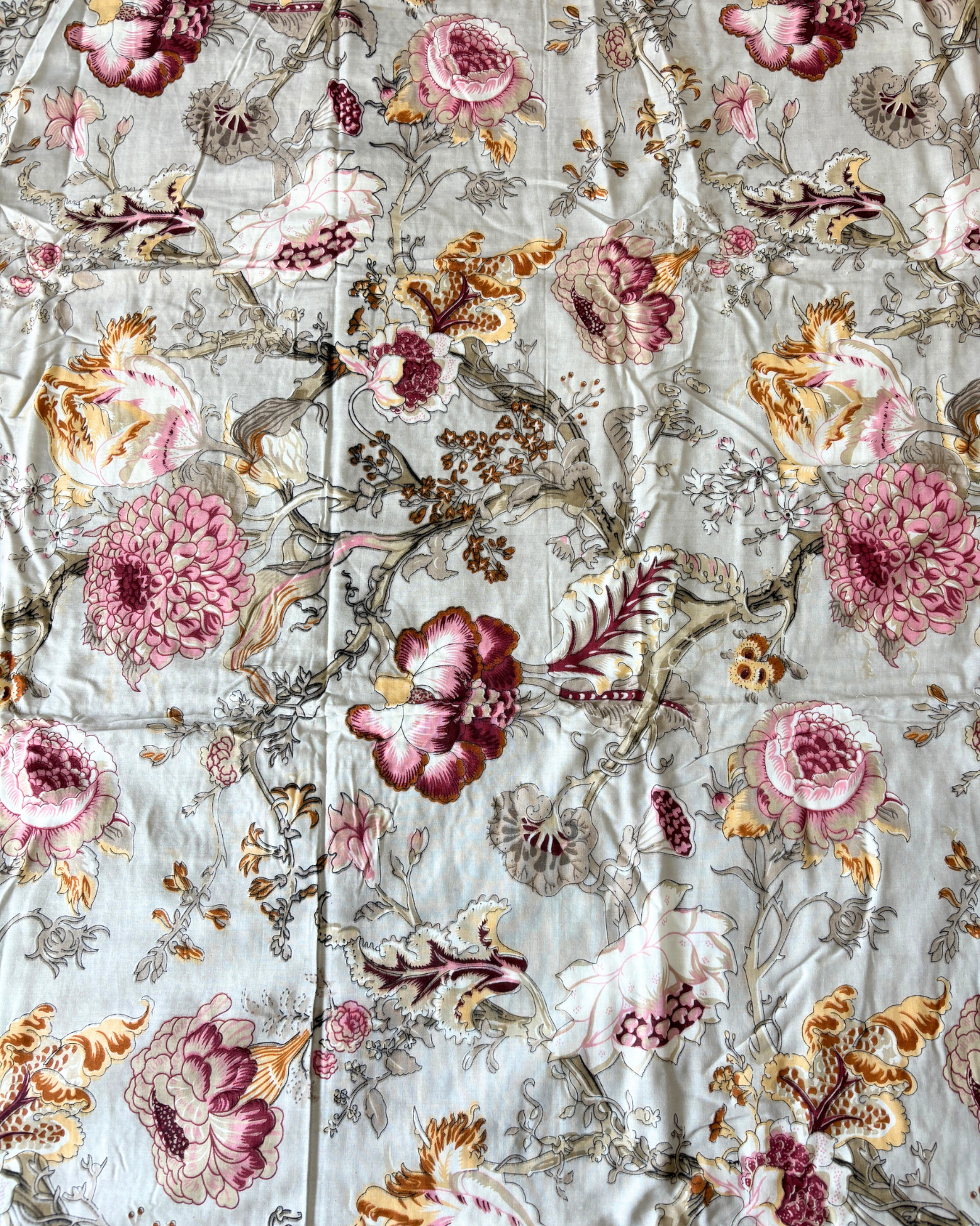 Vintage Blush Pink Floral 3 Layered Mul-Mul Fabric Pure Cotton Dohar