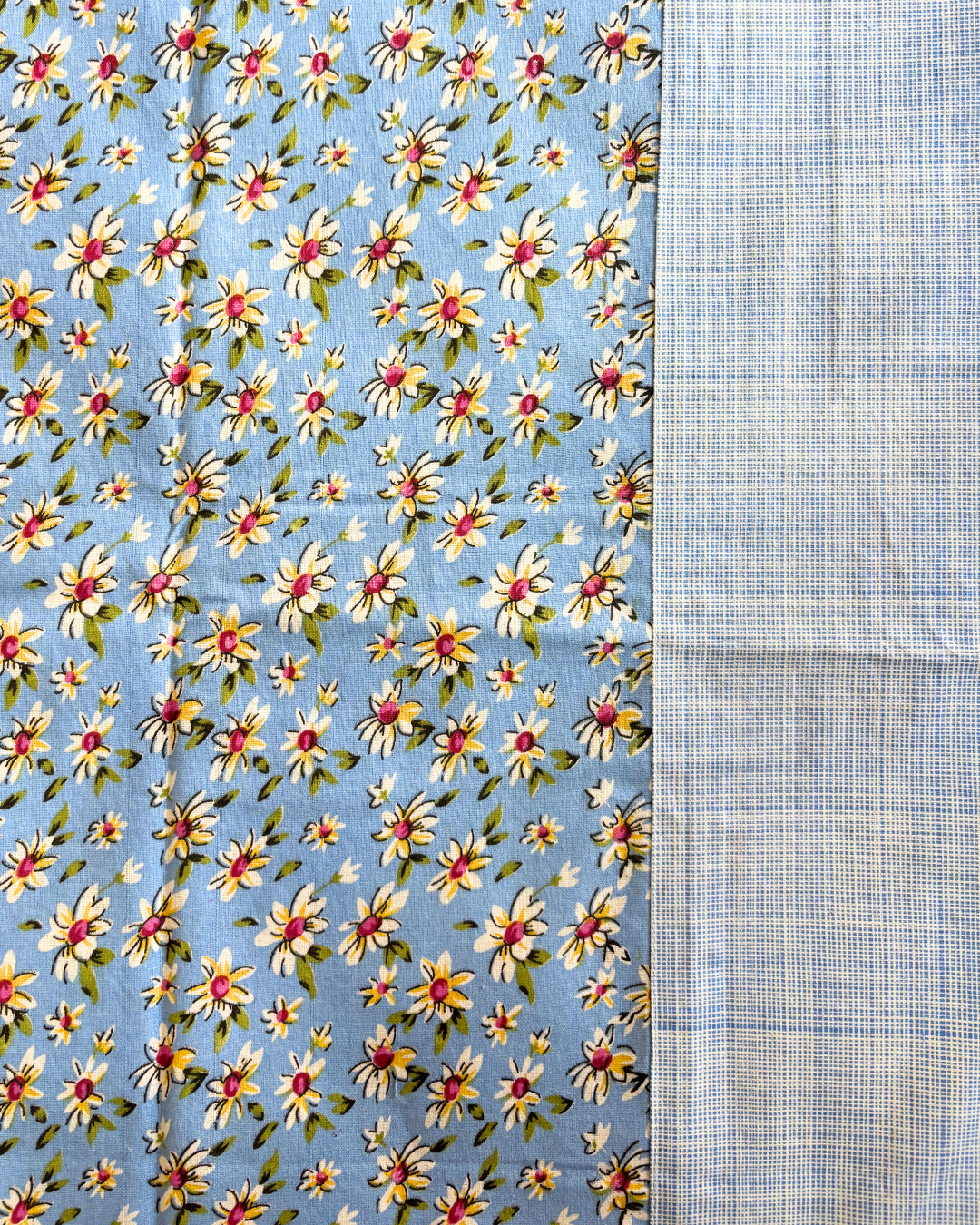 Sky Blue Floral Pinteresty Double Size Cotton Bedsheet HOME SAARTHI