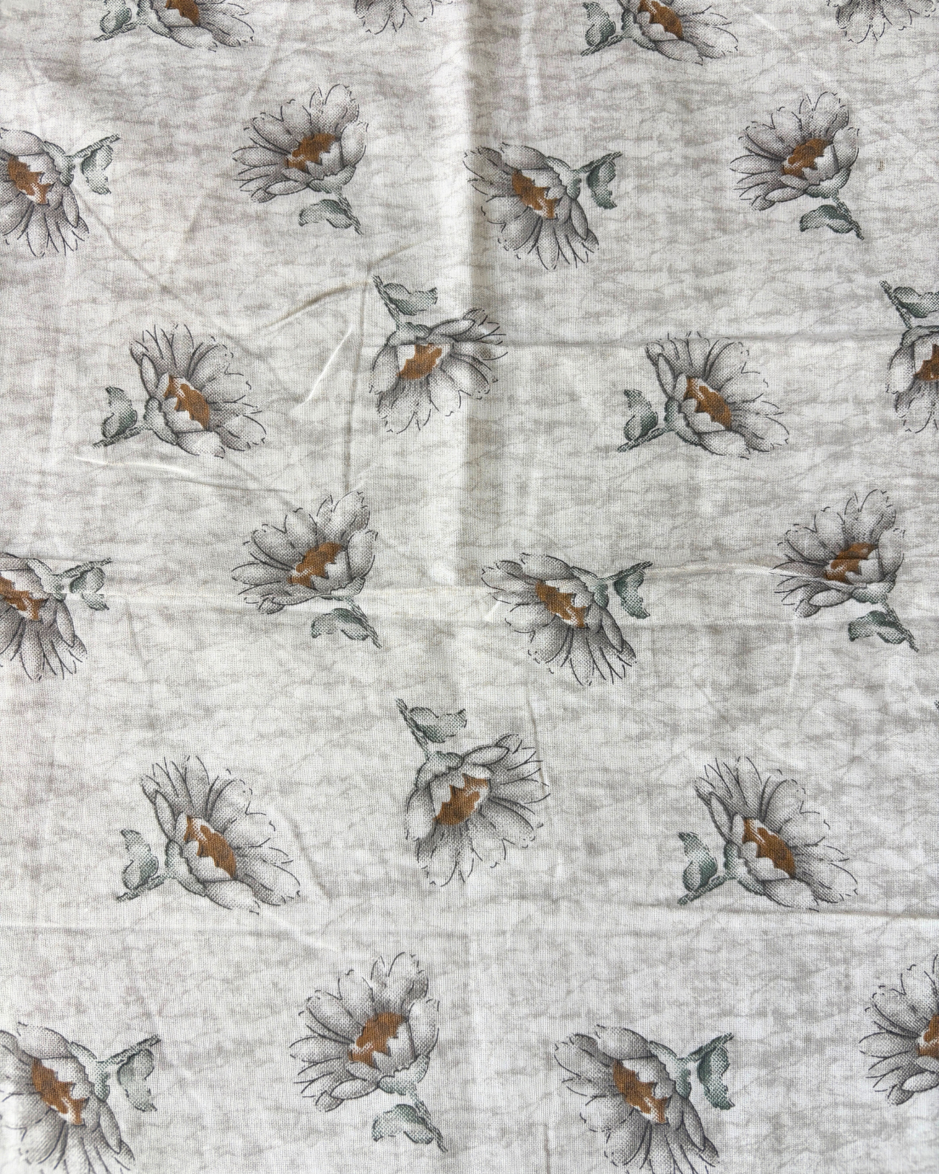 Grey & White Floral with Geometric Print 3 Layered Mul-Mul Fabric Pure Cotton Double Sided Dohar HOME SAARTHI