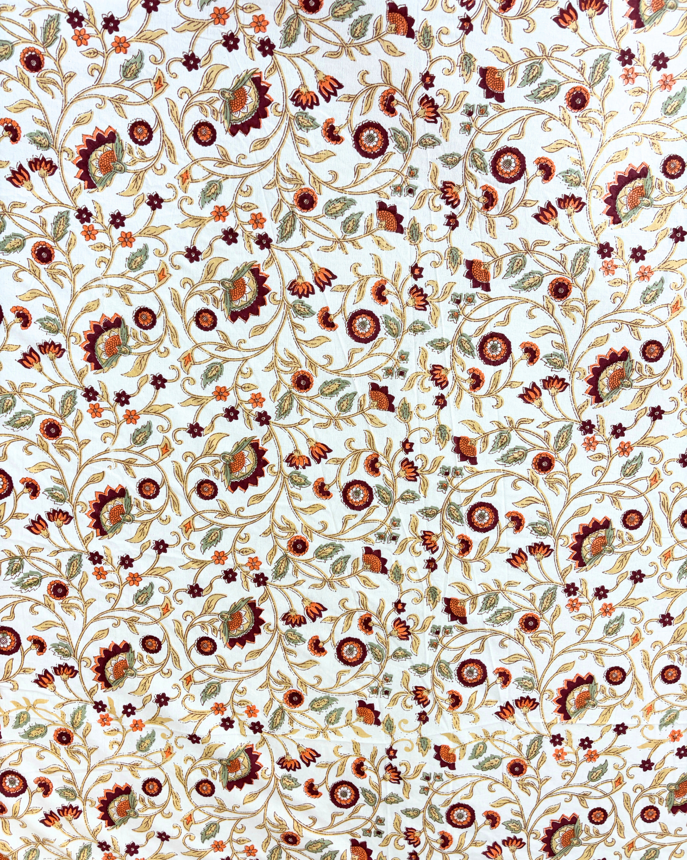 Cream & Maroon Floral Premium King Fitted Bedsheet With 2 Pillow Covers HOME SAARTHI