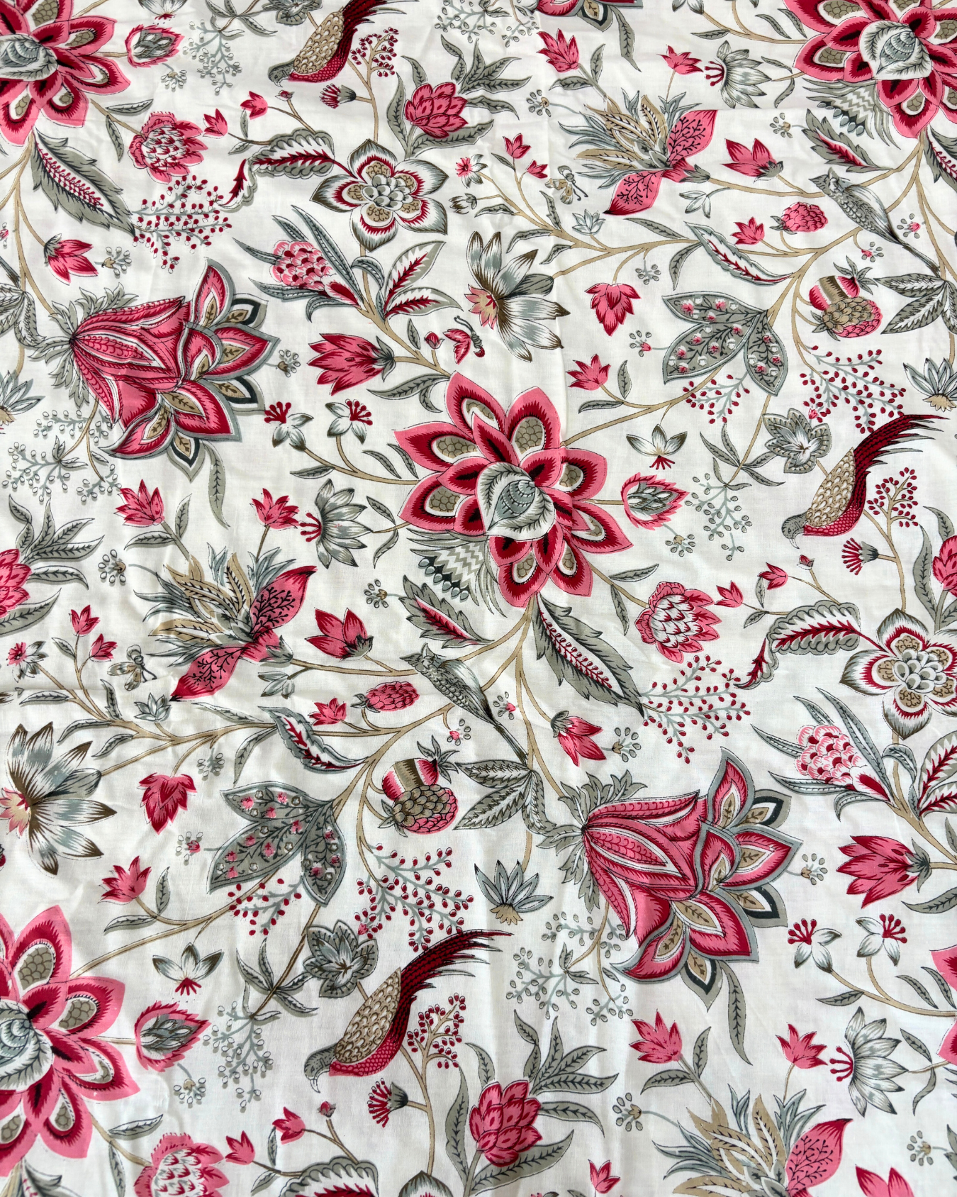 White & Pink Floral 3 Layered Mul-Mul Fabric Pure Cotton Dohar