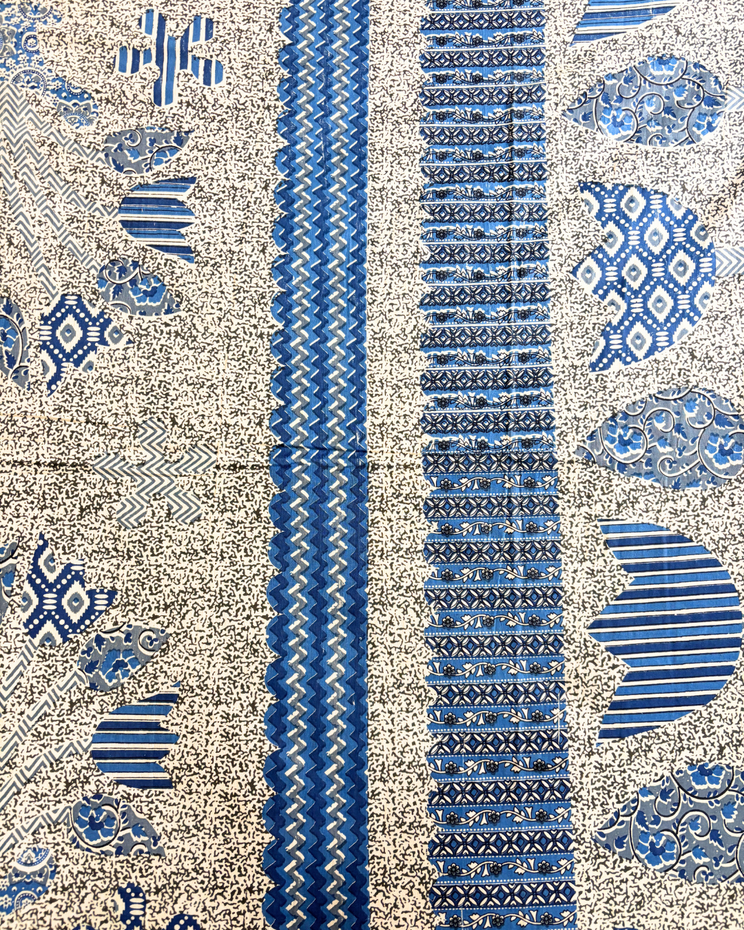 Indigo Blue Abstract Block Print Double Size Cotton Bedsheet HOME SAARTHI