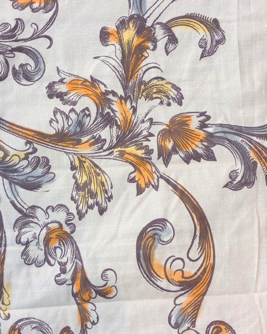 Ivory & Mustard Ornamental Floral King Size Bedsheets with Quilted Pillow Covers HOME SAARTHI