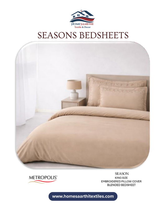 Beige Taupe Solid Minimalist King Size Seasons Premium Bedsheet HOME SAARTHI