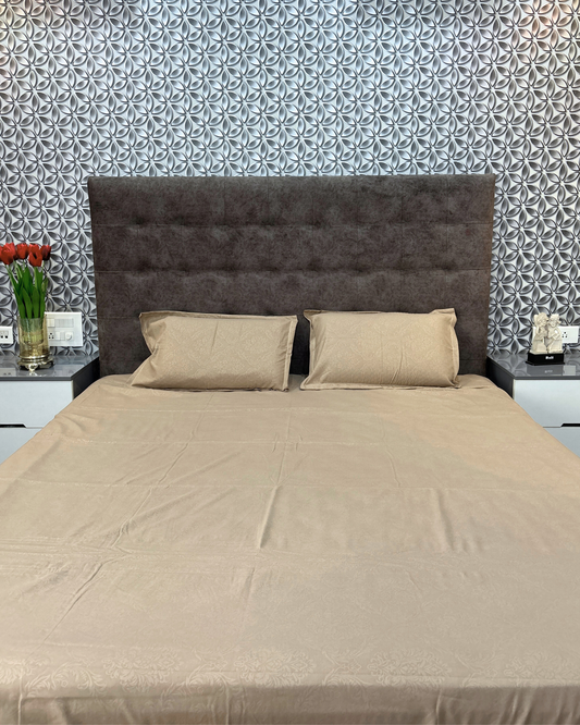 Beige Gold Floral Classic King Impression Bedsheets