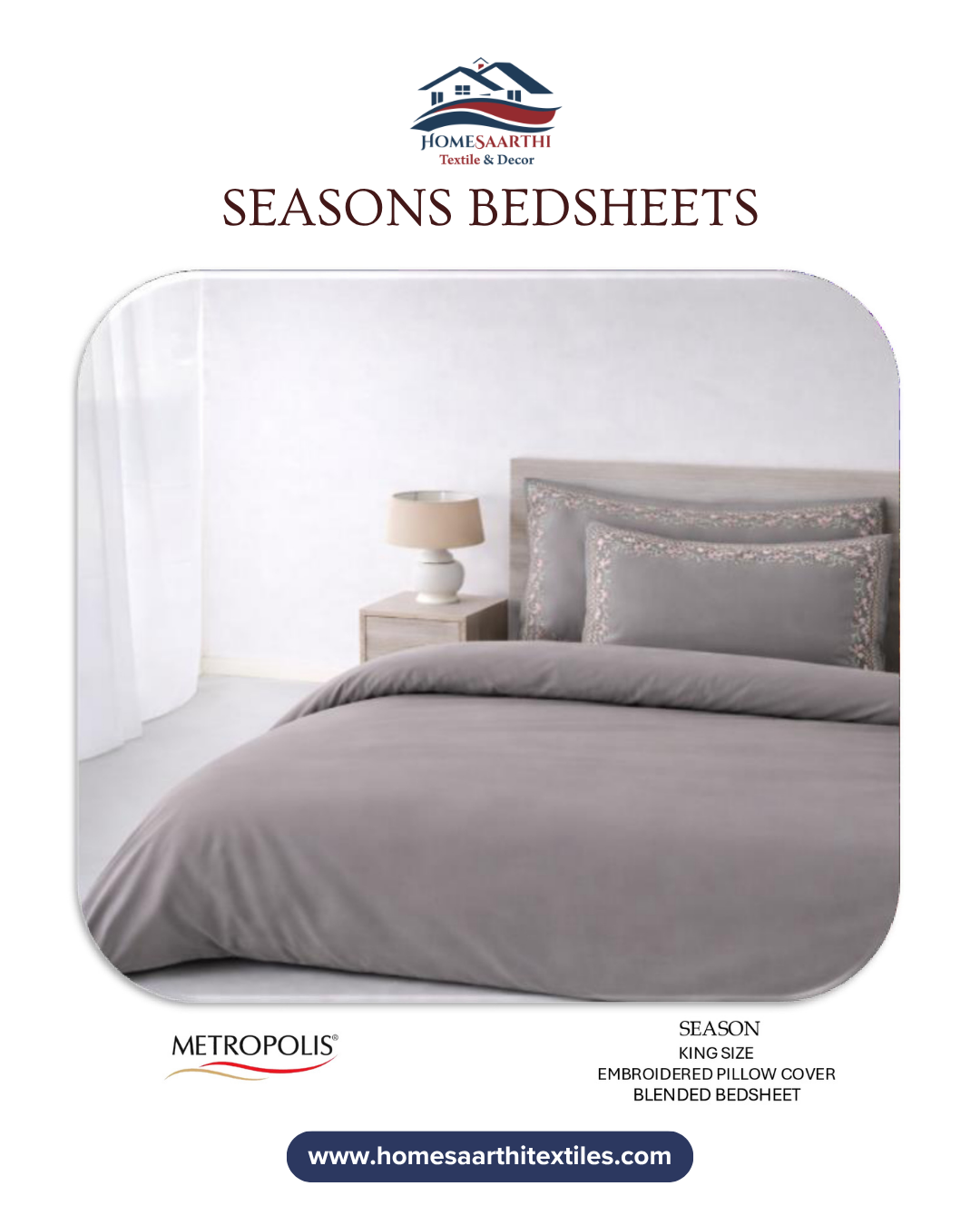 Charcoal Grey Solid Minimalist King Size Seasons Premium Bedsheet HOME SAARTHI