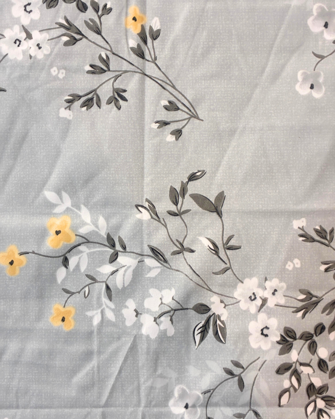 Soft Grey Floral King Size Bedsheets with Quilted Pillow Covers HOME SAARTHI