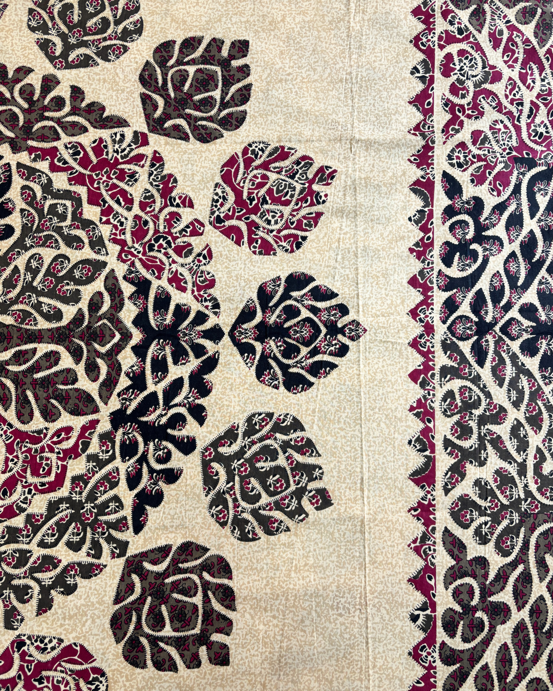 Beige and Wine Floral Mandala Double Size Cotton Bedsheet HOME SAARTHI