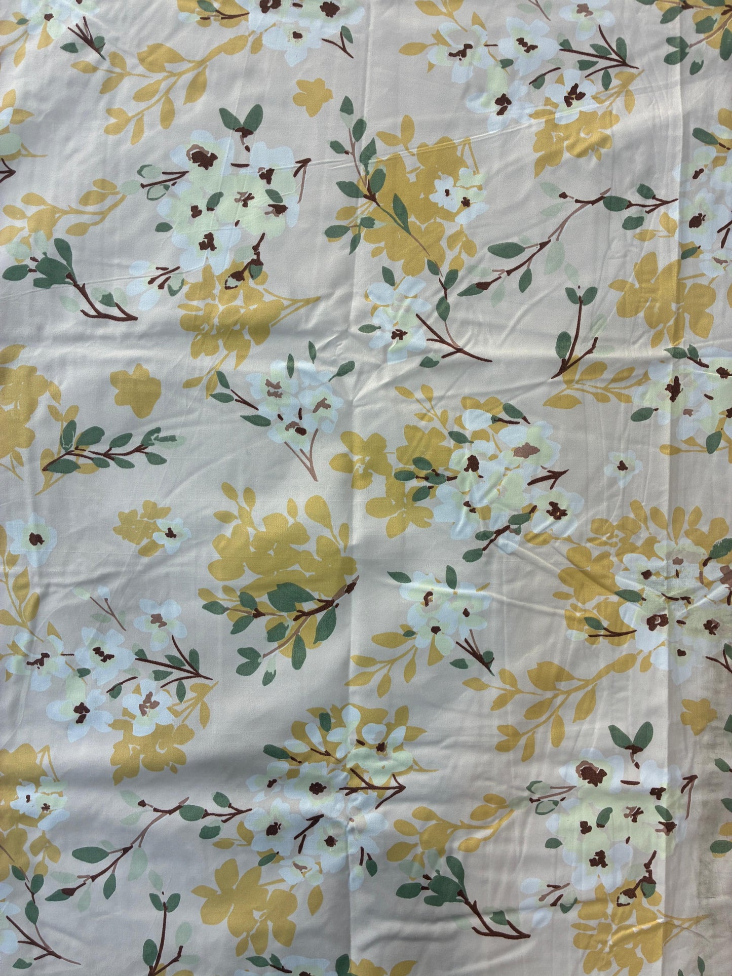 Cream & Mustard Yellow Floral King Size Bedsheets with Quilted Pillow Covers HOME SAARTHI